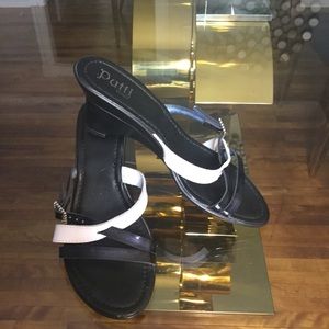 Patti Italy , black and white wedge sandals size 9